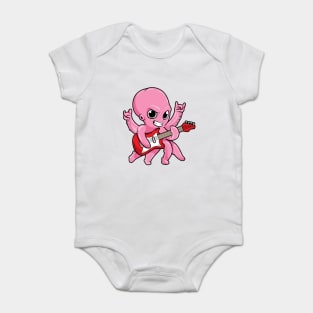 Octopus as rock star with a guitar Baby Bodysuit